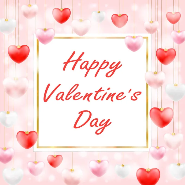 Happy Valentijnsdag Met Hangende Liefde Hart — Stockvector