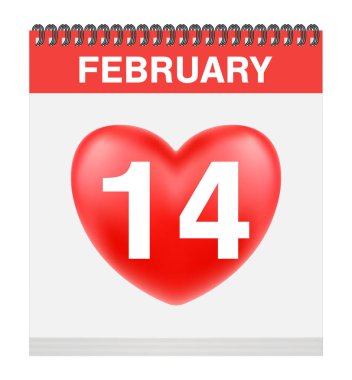 Sevgililer günü 14 Şubat'ta takvim vektör