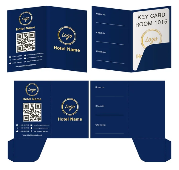 Hotel Key Card Titolare Cartella Modello Pacchetto — Vettoriale Stock
