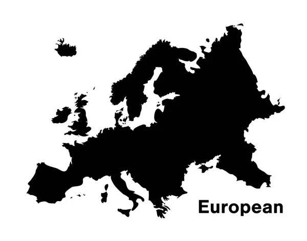白い背景の黒いシルエット ヨーロッパの地図 — ストックベクタ