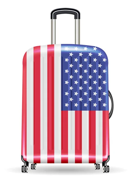 Bagaj Çanta Birleşik Amerika Bayrağının Durumunu Seyahat — Stok Vektör
