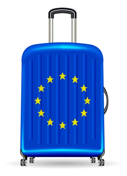欧州旗と実際の旅行荷物バッグ — ストックベクタ