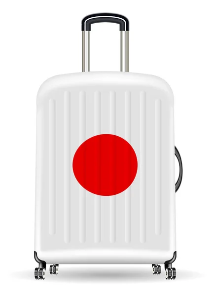 Bolsa Equipaje Viaje Real Con Bandera Japonesa — Vector de stock