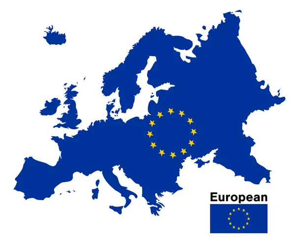 Карта Европейского Флага Белом Фоне — стоковый вектор