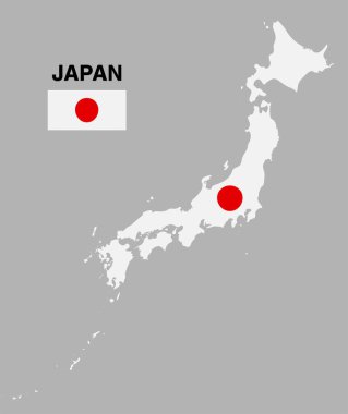 Japonya harita izole bayrak vektör eps10 ile