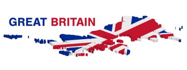 Büyük Britanya'nın 3D harita üzerinde beyaz bir arka plan