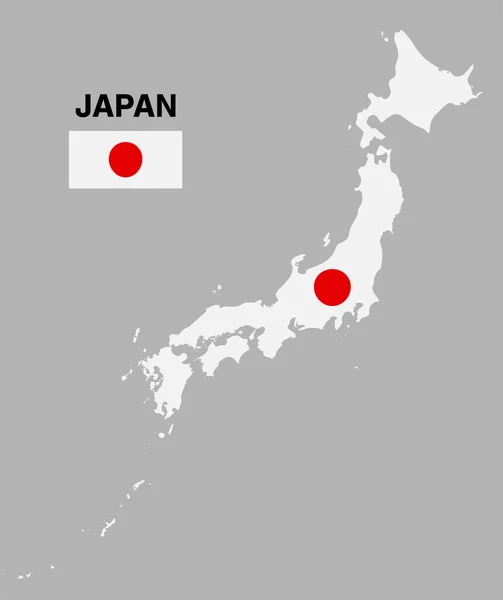 Japan Karta Med Flaggan Isolerade Vektor Eps10 — Stock vektor