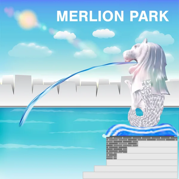 Merlion Heykeli Simgesini Singapur Vektör Eps10 — Stok Vektör