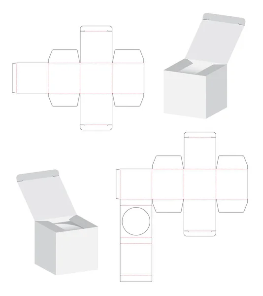 Kutu ambalaj kalıp kesme şablonu tasarım. 3D mock-up illüstrasyon.