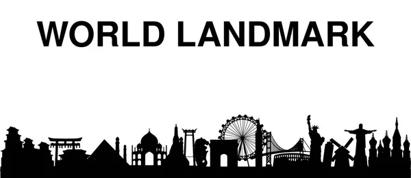 Black Silhouette World Landmark White Background — Stock Vector