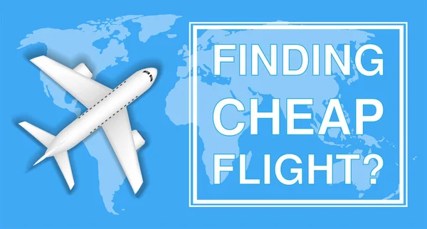 Finding Cheap Flight Airplane World Map — Stock Vector