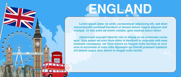 England Travel Landmark Template Card Banner Vector — Stock Vector