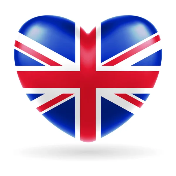 England Storbritannien Flagga Hjärta Form Vektor — Stock vektor