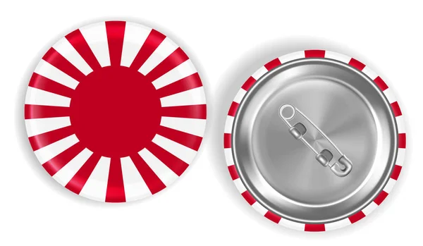 Japonya Çelik Pin Broş Vektör Yükselen Güneş Bayrağı — Stok Vektör