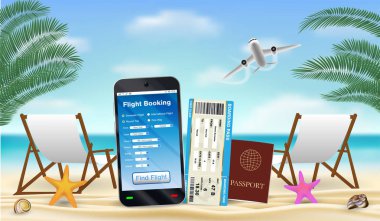 online uçuş rezervasyon uygulaması Beach ile Smartphone