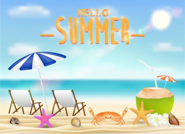 Merhaba yaz rahat sandalye Hindistan cevizi içmek sahilde 