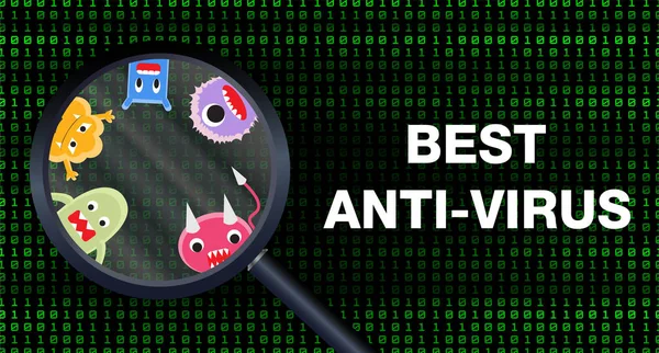 最高のアンチ ウイルスのデータをスキャンし ウイルスを検出 — ストックベクタ