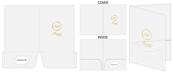 Documento Cartella Pacchetto Die Cut Modello Mockup — Vettoriale Stock