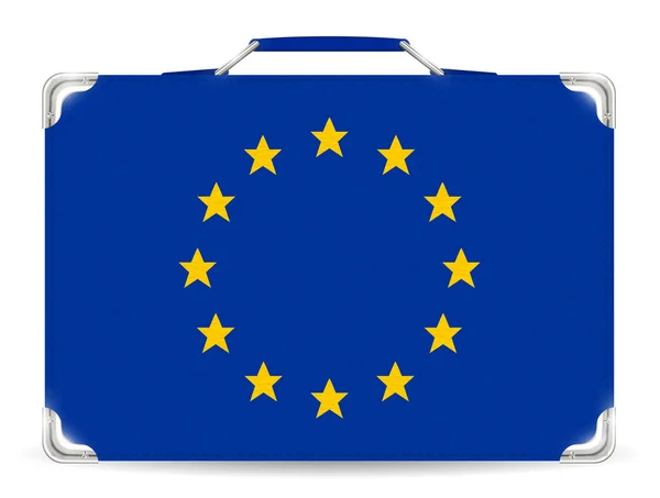 Europe Flag Suitcase Travel Bag Vector — Stock Vector