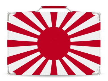 Güneş bayrak bavul seyahat üzerinde yükselen Japonya