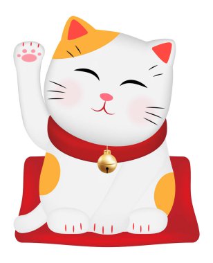 Maneki Neko veya Japonya şanslı kedi vektör