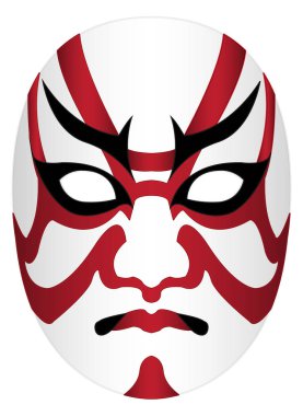 Beyaz bir arka plan üzerinde Japonya kabuki maskesi