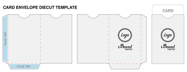 Schlüsselkarte Briefumschlag Gestanzte Vorlage Mockup Vektor — Stockvektor