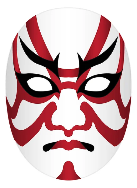 Japonia Kabuki Masca Fundal Alb — Vector de stoc