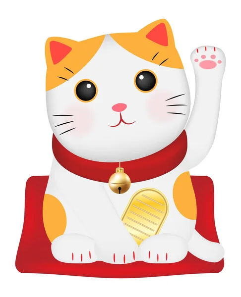 Maneki Neko Giappone Fortunato Gatto Vettore — Vettoriale Stock