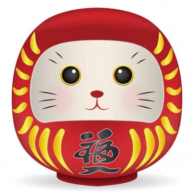 Japonya Daruma bebek kedi yüz vektör ile