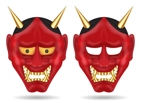 Japan Oni Mask Giant Demon Mask Vector — Stock Vector