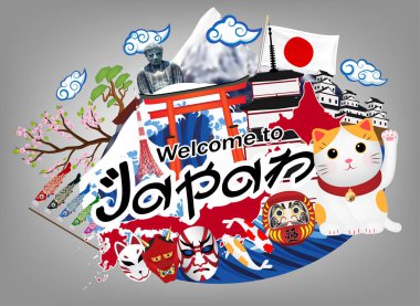 Japonya Japonya nesne ve Simgesel Yapı ile logo hoş geldiniz