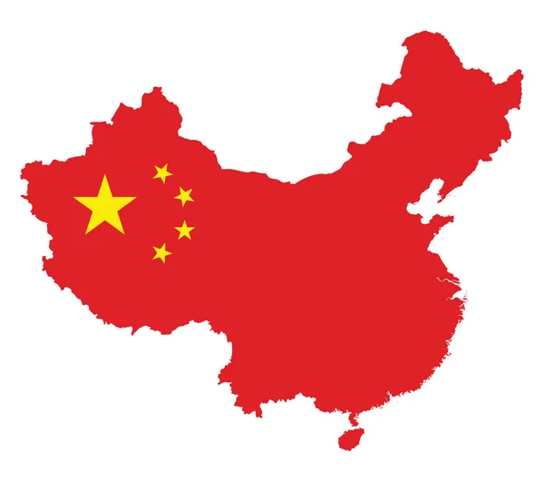 Флаг Китайской Карты Белом Фоне — стоковый вектор