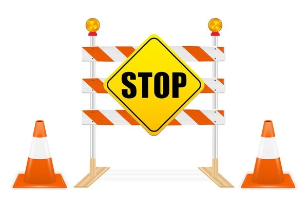 Stop Sign Road Block Tools Vector — Stock Vector