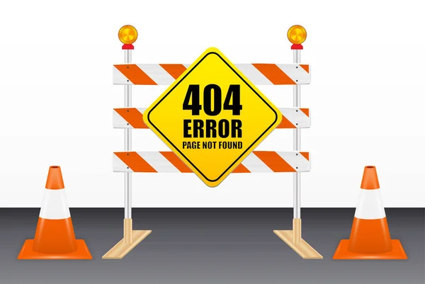 404 Fehlerseite Nicht Auf Straßenblockierungswerkzeugen Gefunden — Stockvektor