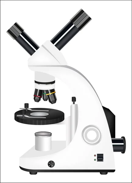 Echtes Mikroskop Auf Einem Weißen Hintergrundvektor — Stockvektor