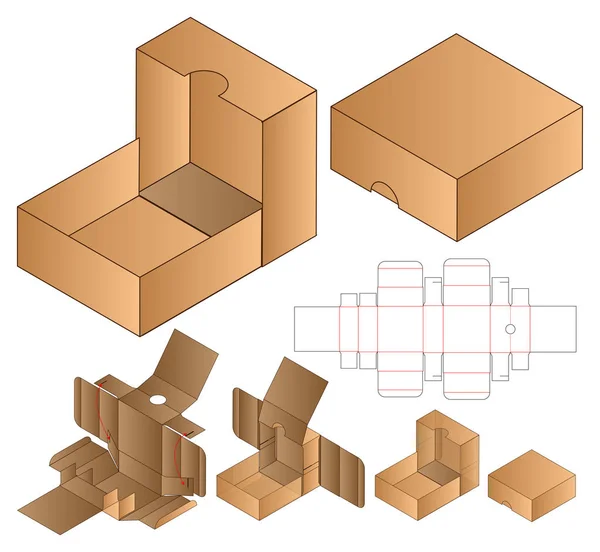 Caja Embalaje Morir Corte Plantilla Diseño Maqueta — Vector de stock