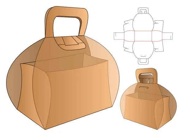 ボックス包装ダイカットテンプレートデザイン 3Dモックアップ — ストックベクタ