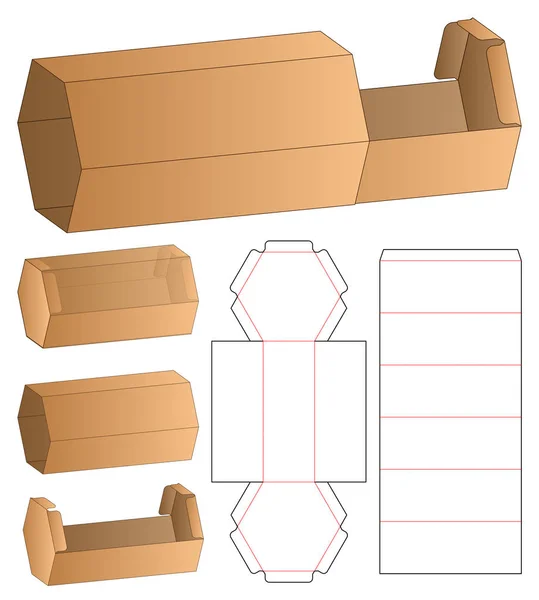 Box Csomagolás Meghalni Vágott Sablon Kialakítása Modell — Stock Vector