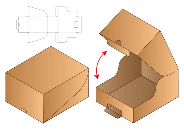 Caja Embalaje Morir Corte Plantilla Diseño Maqueta — Archivo Imágenes Vectoriales