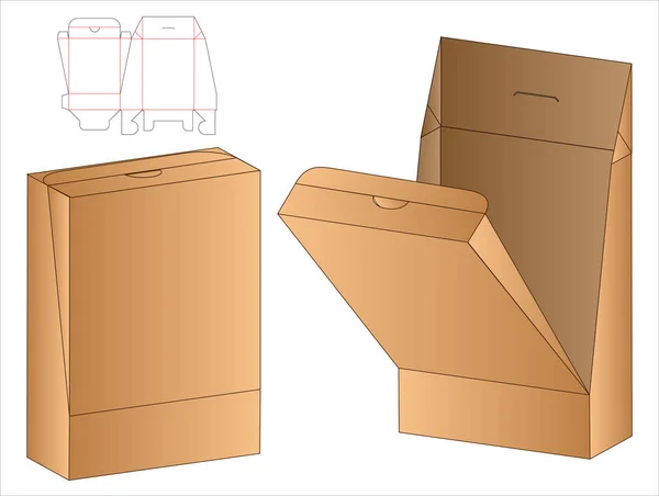 Caja Embalaje Morir Corte Plantilla Diseño Maqueta — Archivo Imágenes Vectoriales