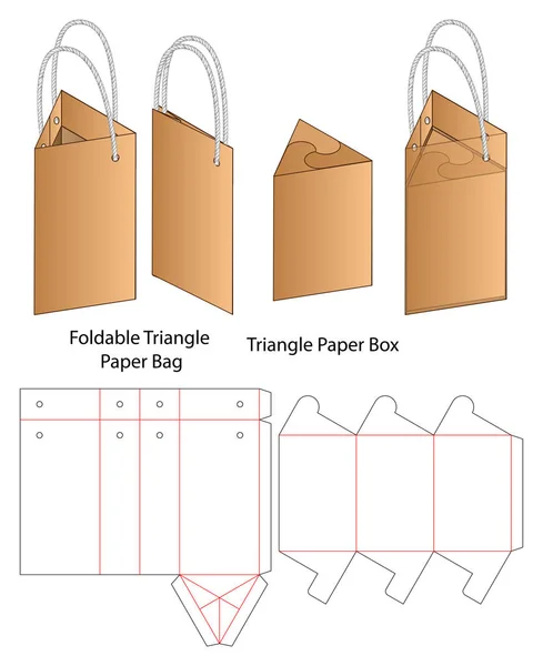 纸袋包装模切模板设计 3D模拟模型 — 图库矢量图片