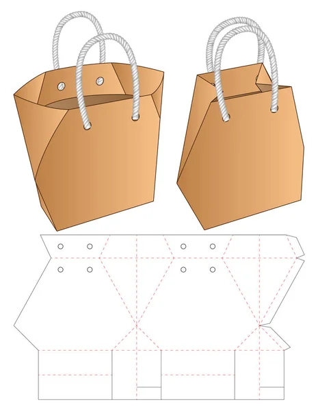纸袋包装模切模板设计 3D模拟模型 — 图库矢量图片