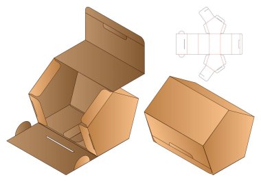 pentagon shape Paper Bag packaging diecut template clipart