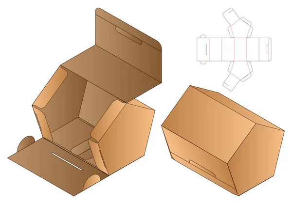 Pentagon Shape Paper Bag Packaging Diecut Template — 스톡 벡터