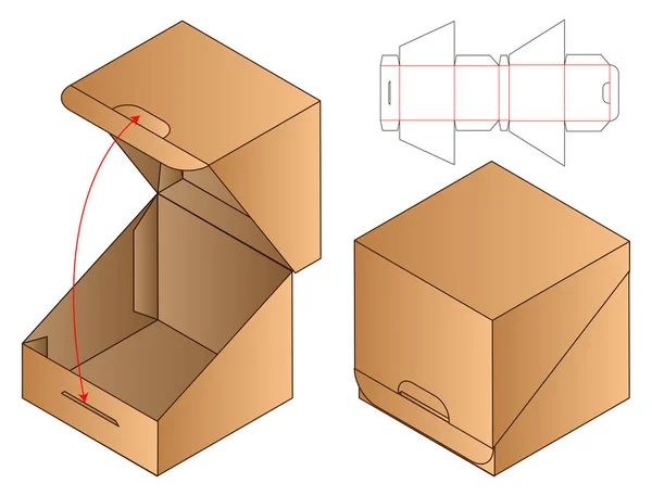 Embalagem Saco Papel Morrer Projeto Modelo Corte Mock — Vetor de Stock