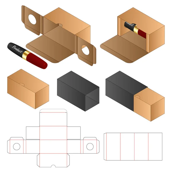 Bolsa Papel Embalaje Morir Corte Plantilla Diseño Maqueta — Vector de stock