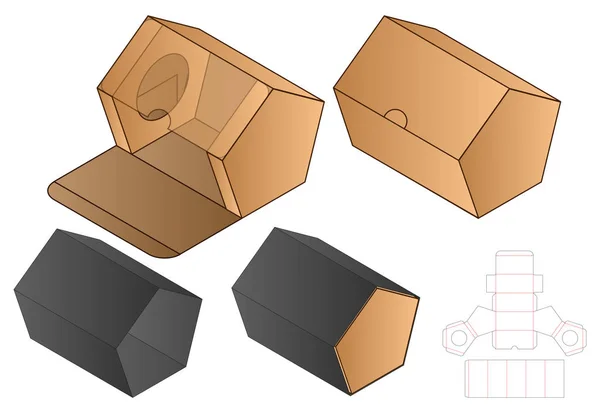 Pentagon Shape Paper Bag Packaging Diecut Template — 스톡 벡터