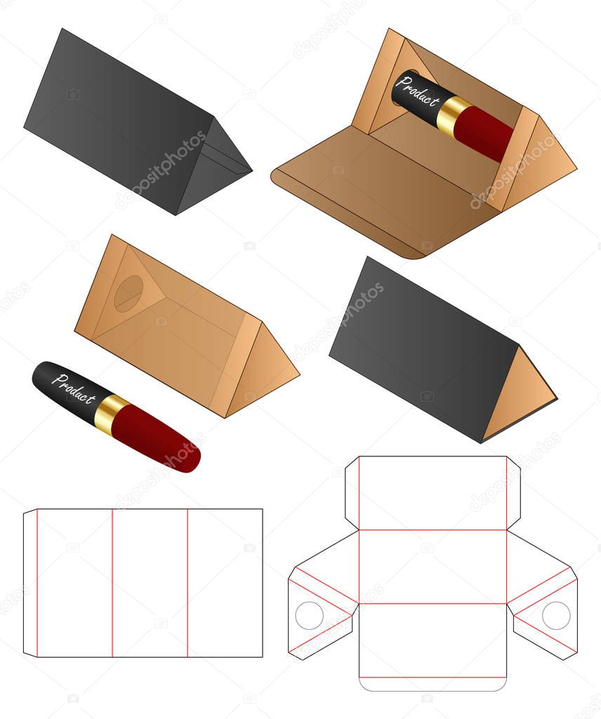 triangle shape Paper Bag packaging diecut template