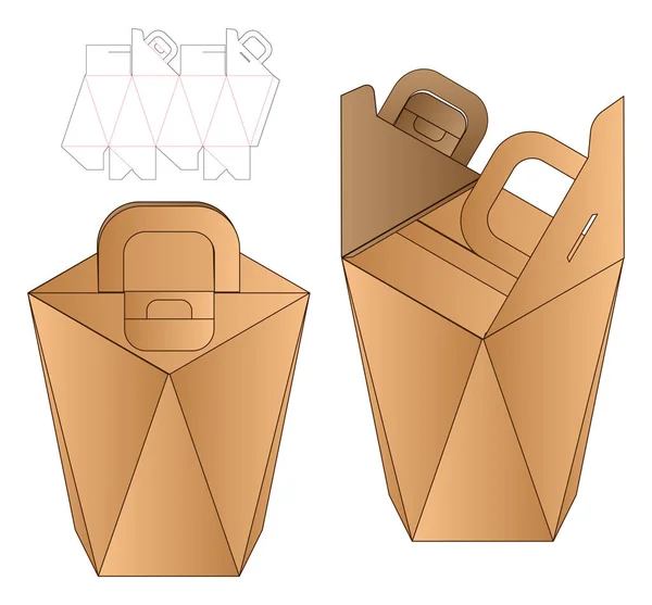 Embalagem Saco Papel Morrer Projeto Modelo Corte Mock —  Vetores de Stock